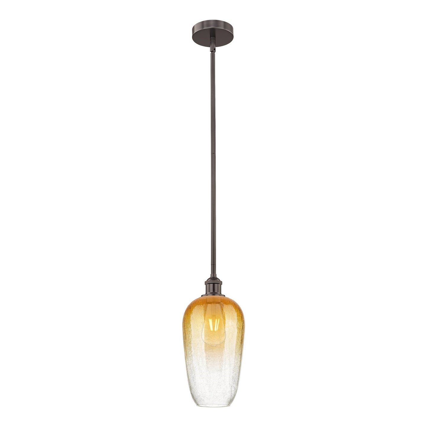 Innovations Brookhaven Flute 7in 1-Light Mini Pendant | Industrial Oil Rubbed Bronze Steel and Amber Glass | Kitchen Island & | Model 616-1S-OB-G484-7AM