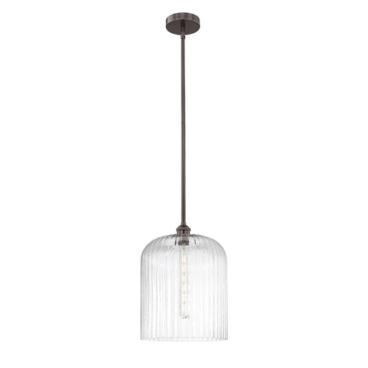 Innovations Bridal Veil 5in 1-Light Mini Pendant | Art Nouveau Industrial Oil Rubbed Bronze Steel and Clear Ribbed Glass | Model 616-1S-OB-G559-12CL