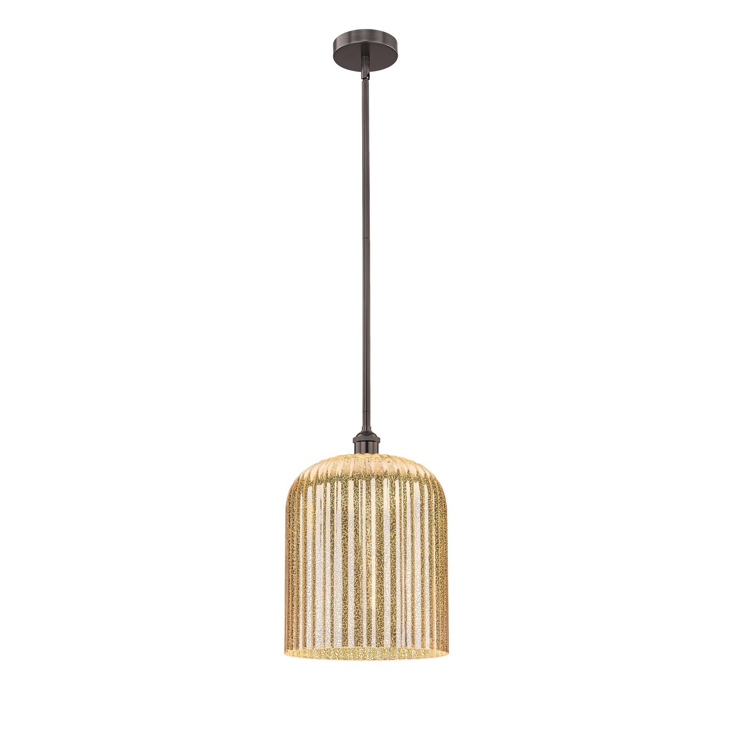 Innovations Bridal Veil 5in 1-Light Mini Pendant | Industrial Oil Rubbed Bronze Steel and Mercury Ribbed Glass | Kitchen | Model 616-1S-OB-G559-12ME