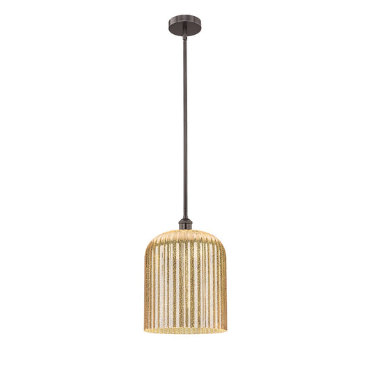 Innovations Bridal Veil 5in 1-Light Mini Pendant | Industrial Oil Rubbed Bronze Steel and Mercury Ribbed Glass | Kitchen | Model 616-1S-OB-G559-12ME