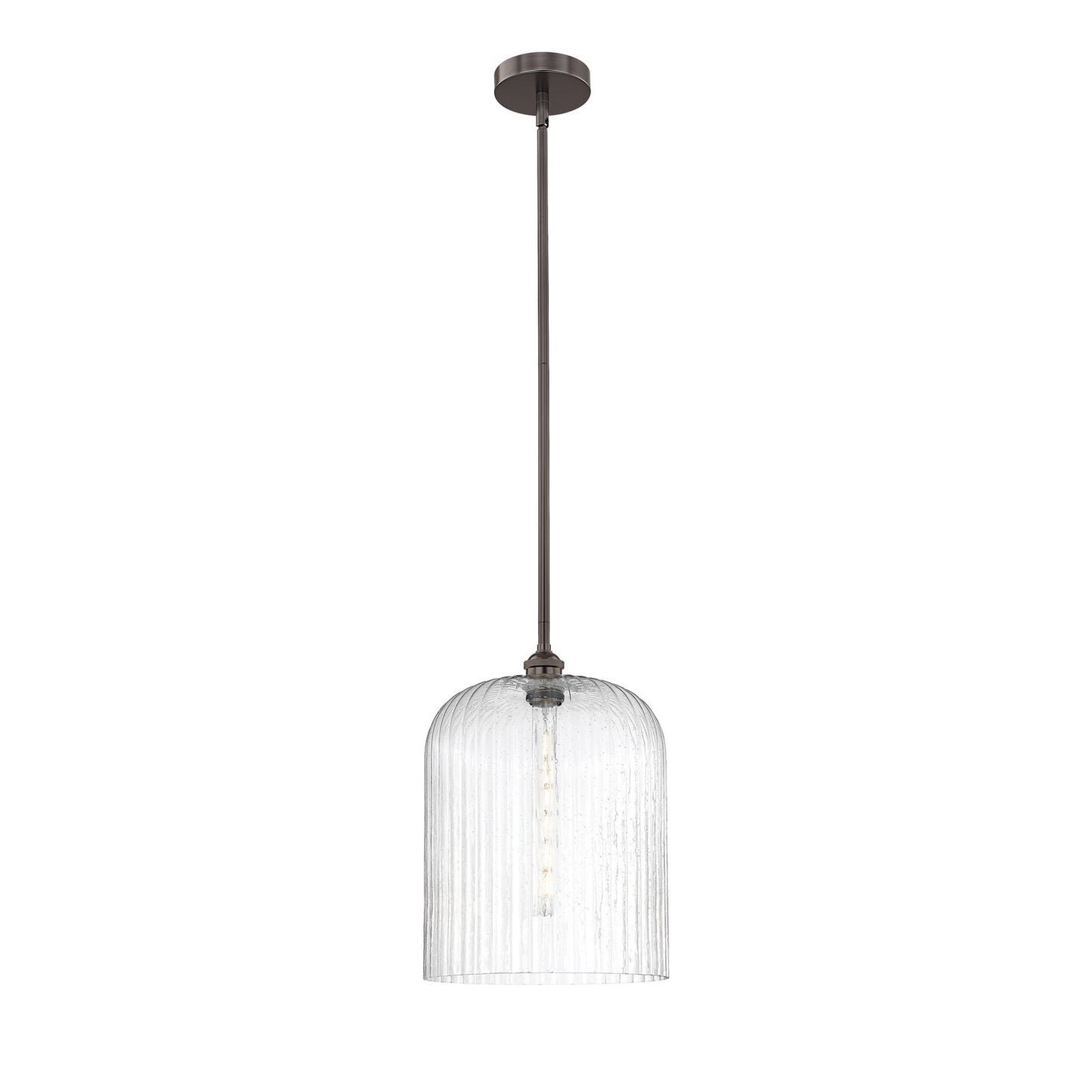 Innovations Bridal Veil 5in 1-Light Mini Pendant | Art Nouveau Industrial Oil Rubbed Bronze Steel and Seedy Ribbed Glass | Model 616-1S-OB-G559-12SDY