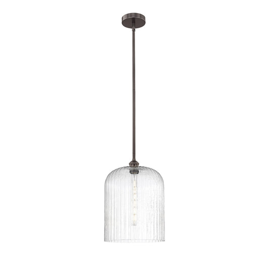 Innovations Bridal Veil 5in 1-Light Mini Pendant | Art Nouveau Industrial Oil Rubbed Bronze Steel and Seedy Ribbed Glass | Model 616-1S-OB-G559-12SDY