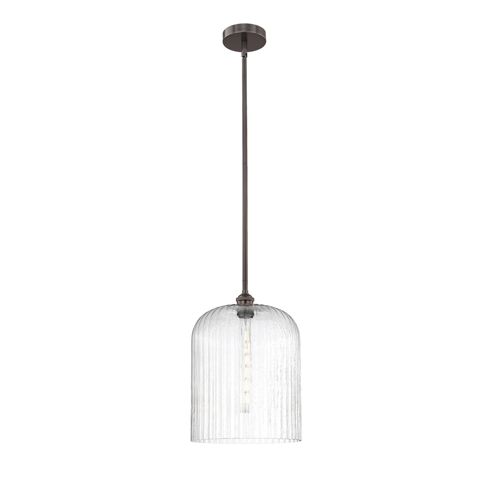 Innovations Bridal Veil 5in 1-Light Mini Pendant | Art Nouveau Industrial Oil Rubbed Bronze Steel and Seedy Ribbed Glass | Model 616-1S-OB-G559-12SDY
