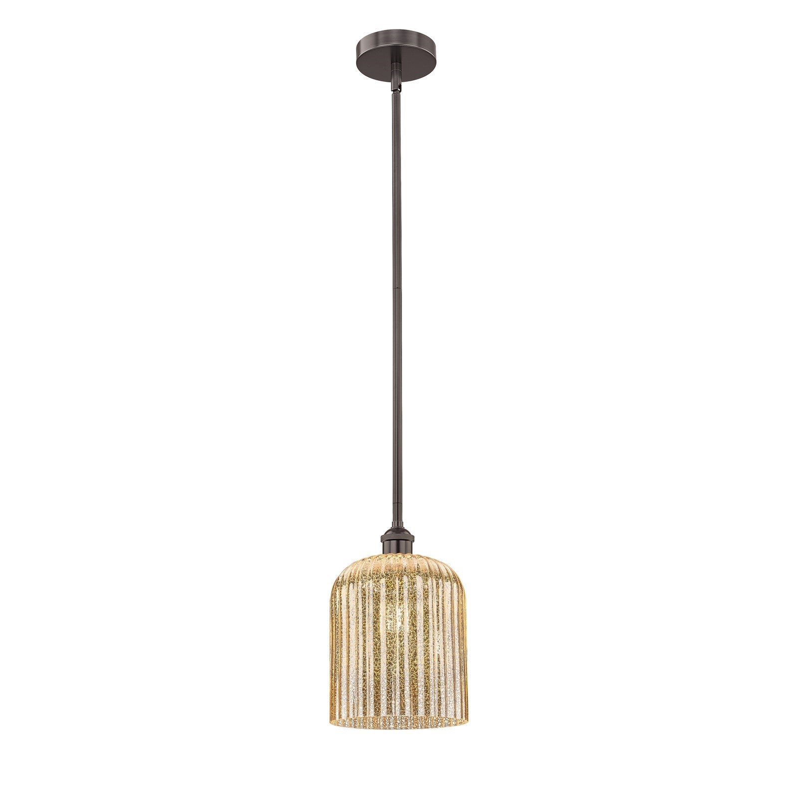Innovations Bridal Veil 5in 1-Light Mini Pendant | Art Nouveau Industrial Oil Rubbed Bronze Steel and Mercury Ribbed Glass | Model 616-1S-OB-G559-8ME