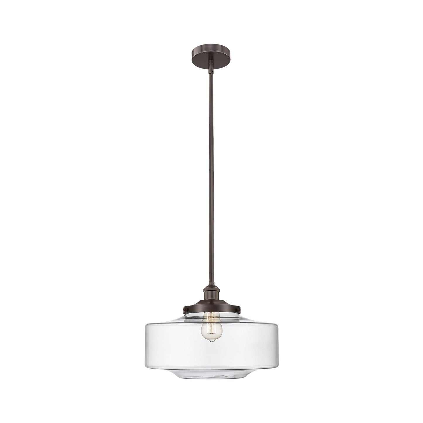 Innovations Bridgeton 12in 1-Light Mini Pendant | Traditional Oil Rubbed Bronze and Clear Schoolhouse Glass | Kitchen Island & | Model 616-1S-OB-G692-16