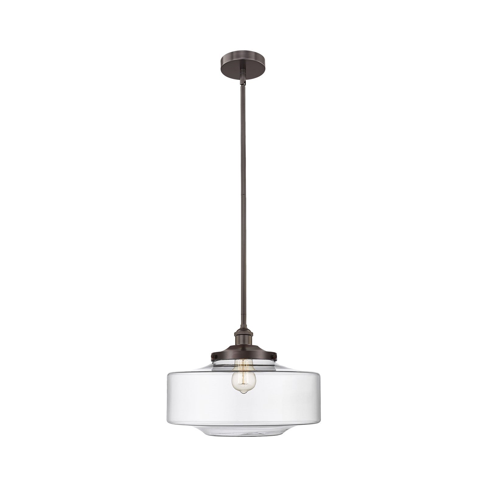 Innovations Bridgeton 12in 1-Light Mini Pendant | Traditional Oil Rubbed Bronze and Clear Schoolhouse Glass | Kitchen Island & | Model 616-1S-OB-G692-16