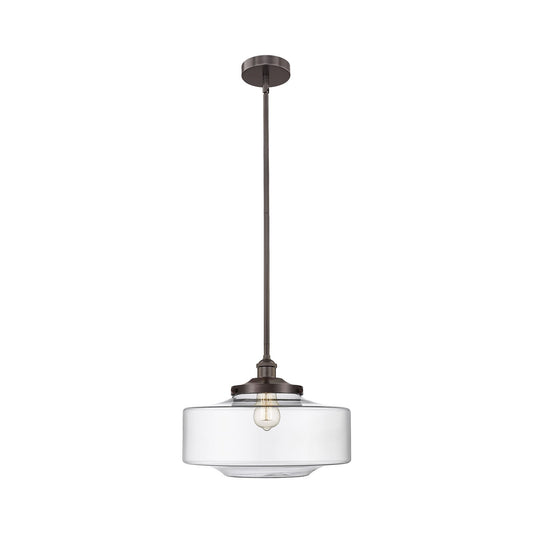 Innovations Bridgeton 12in 1-Light Mini Pendant | Traditional Oil Rubbed Bronze and Clear Schoolhouse Glass | Kitchen Island & | Model 616-1S-OB-G692-16