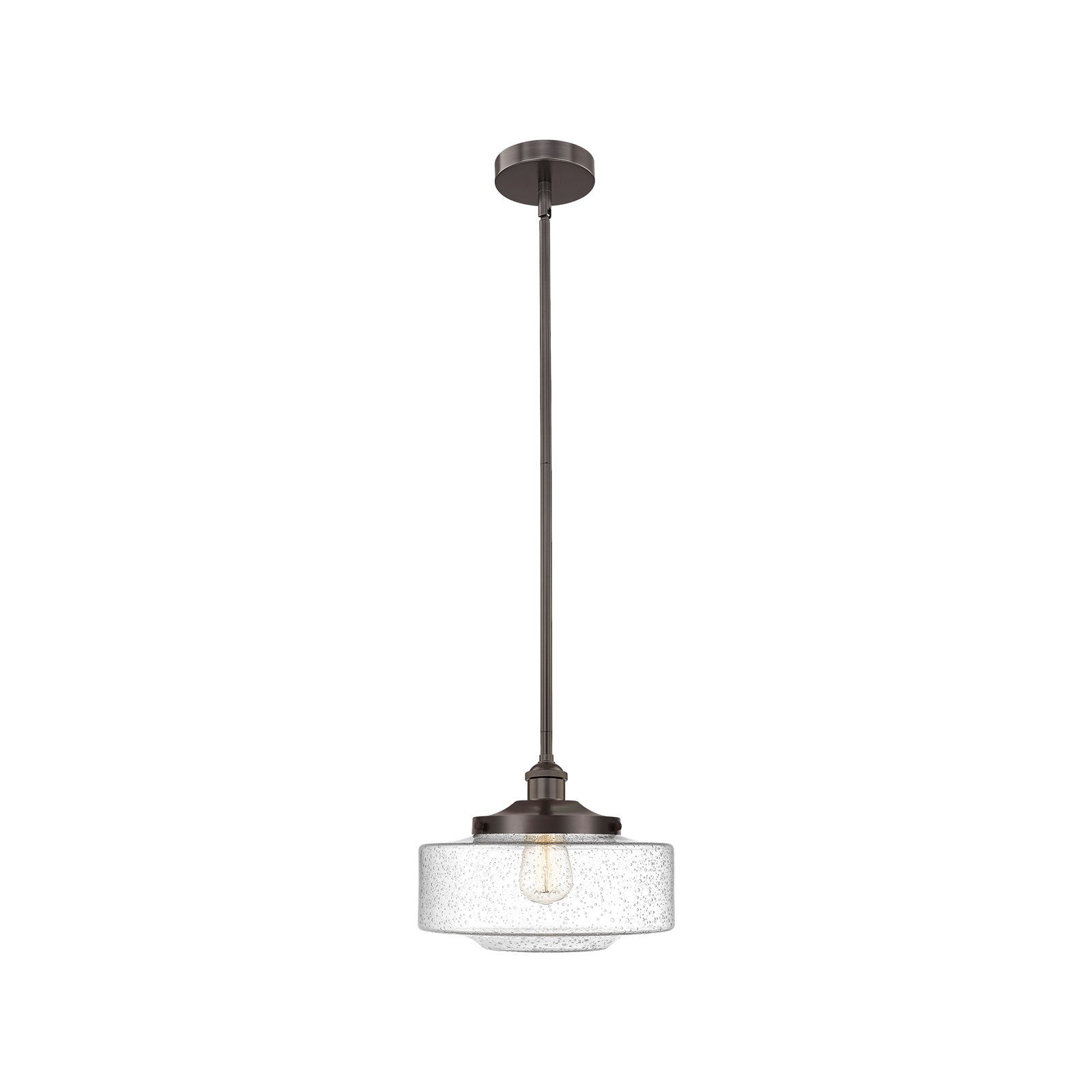 Innovations Bridgeton 12in 1-Light Mini Pendant | Traditional Oil Rubbed Bronze Steel and Seedy Glass | Kitchen Island & Dining | Model 616-1S-OB-G694-12