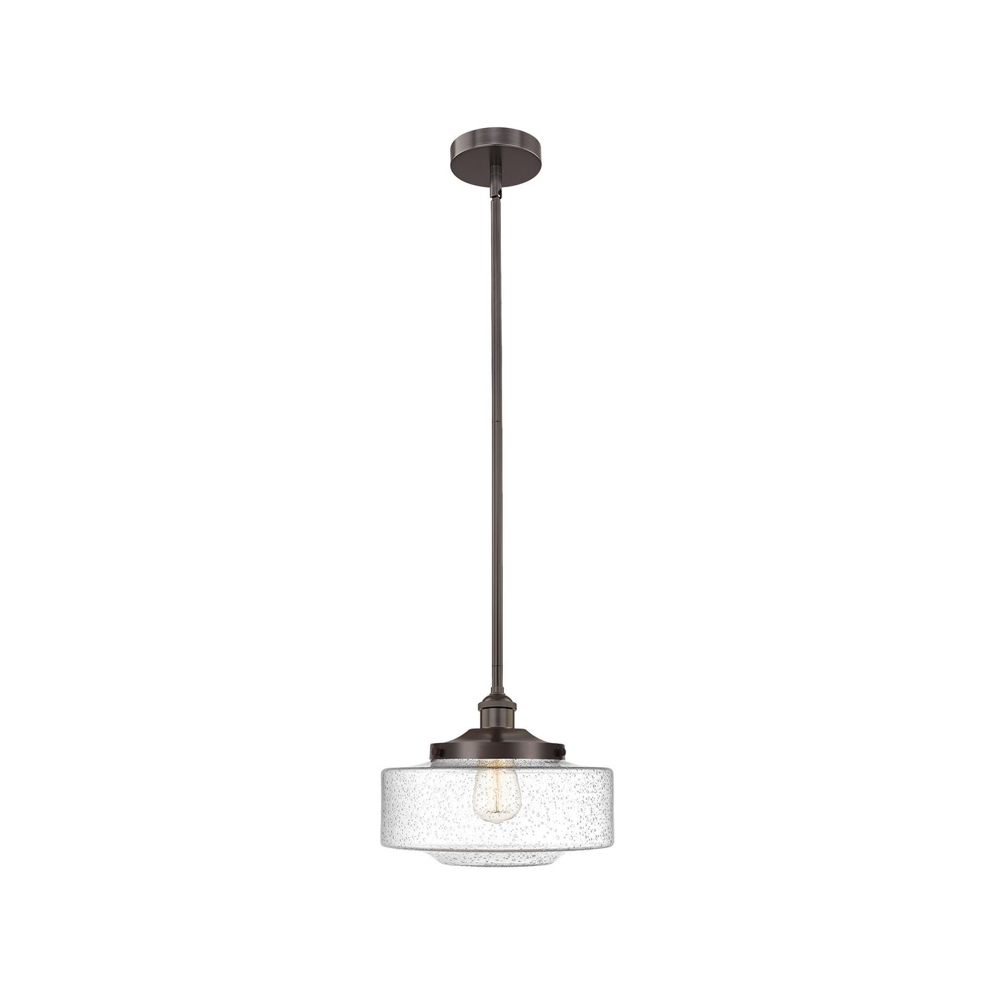 Innovations Bridgeton 12in 1-Light Mini Pendant | Traditional Oil Rubbed Bronze Steel and Seedy Glass | Kitchen Island & Dining | Model 616-1S-OB-G694-12