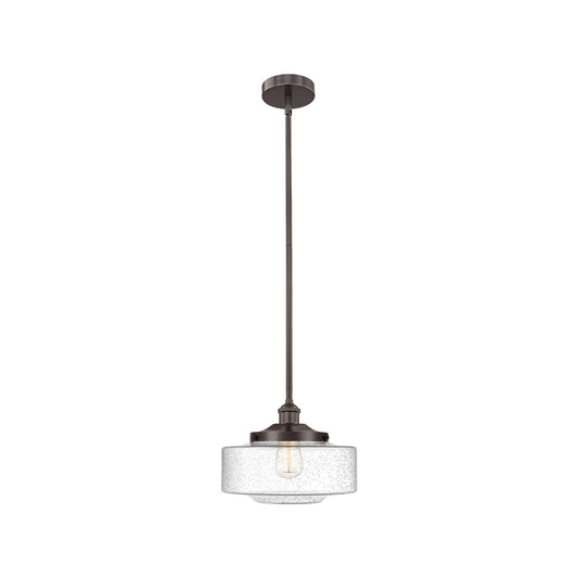 Innovations Bridgeton 12in 1-Light Mini Pendant | Traditional Oil Rubbed Bronze Steel and Seedy Glass | Kitchen Island & Dining | Model 616-1S-OB-G694-12