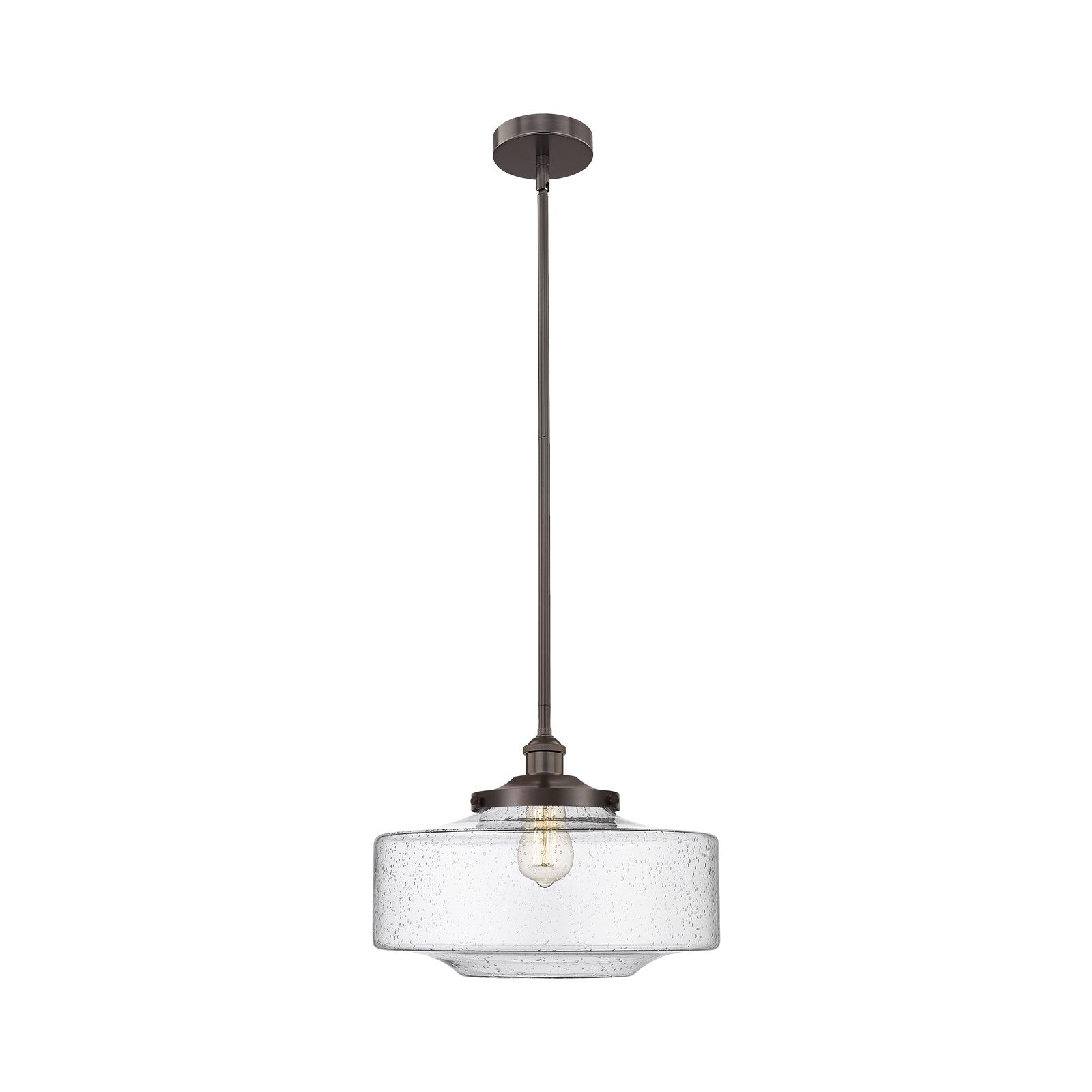 Innovations Bridgeton 16in 1-Light Mini Pendant | Traditional Oil Rubbed Bronze Steel and Seedy Glass | Kitchen Island & Dining | Model 616-1S-OB-G694-16