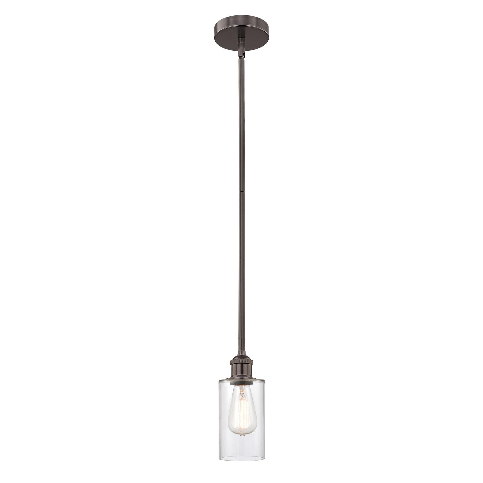Innovations Clymer 4in 1-Light Mini Pendant | Transitional Oil Rubbed Bronze Steel and Clear Glass | Kitchen Island & Dining Room | Model 616-1S-OB-G802