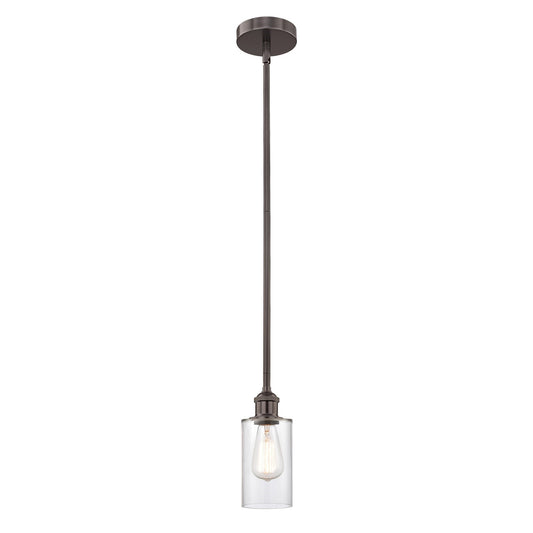 Innovations Clymer 4in 1-Light Mini Pendant | Transitional Oil Rubbed Bronze Steel and Clear Glass | Kitchen Island & Dining Room | Model 616-1S-OB-G802