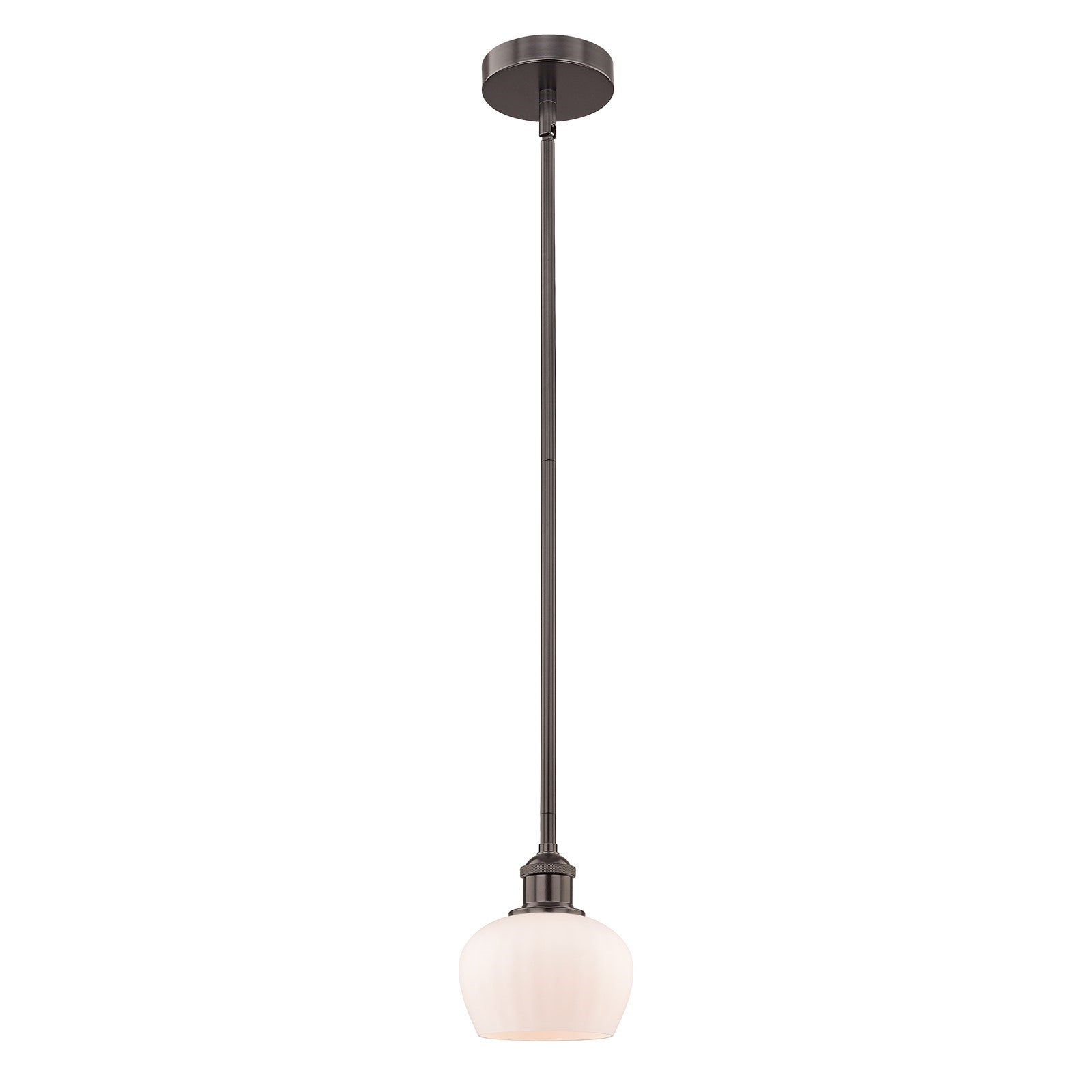Innovations Fenton 7in 1-Light Mini Pendant | Industrial Oil Rubbed Bronze Steel and Matte White Ribbed Glass | Kitchen Island & | Model 616-1S-OB-G91