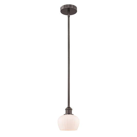 Innovations Fenton 7in 1-Light Mini Pendant | Industrial Oil Rubbed Bronze Steel and Matte White Ribbed Glass | Kitchen Island & | Model 616-1S-OB-G91