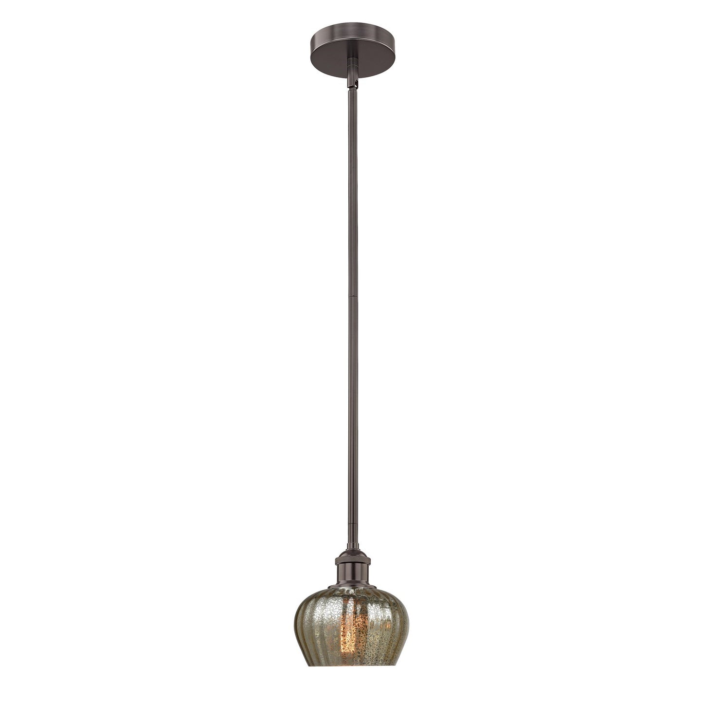 Innovations Fenton 6.5in 1-Light Mini Pendant | Industrial Oil Rubbed Bronze Steel and Mercury Ribbed Glass | Kitchen Island & | Model 616-1S-OB-G96