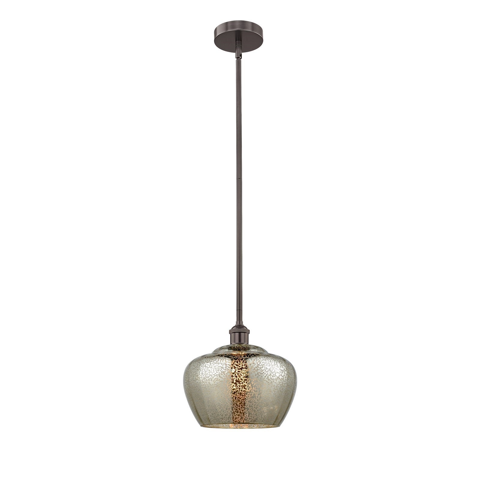 Innovations Fenton 11in 1-Light Mini Pendant | Industrial Oil Rubbed Bronze Steel and Mercury Ribbed Glass | Kitchen Island & | Model 616-1S-OB-G96-L