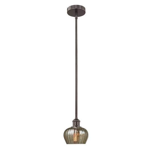 Innovations Fenton 7in 1-Light Mini Pendant | Art Nouveau Industrial Oil Rubbed Bronze and Mercury Ribbed Glass | Kitchen Island | Model 616-1S-OB-G96-LED