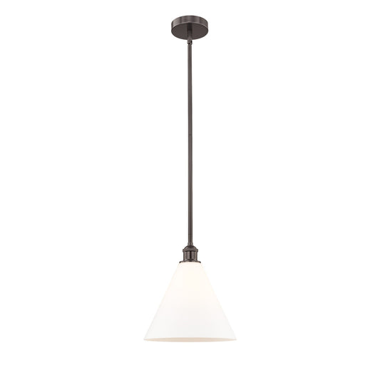 Innovations Berkshire 12in 1-Light Mini Pendant | Industrial Oil Rubbed Bronze Steel and Matte White Glass | Kitchen Island & | Model 616-1S-OB-GBC-121