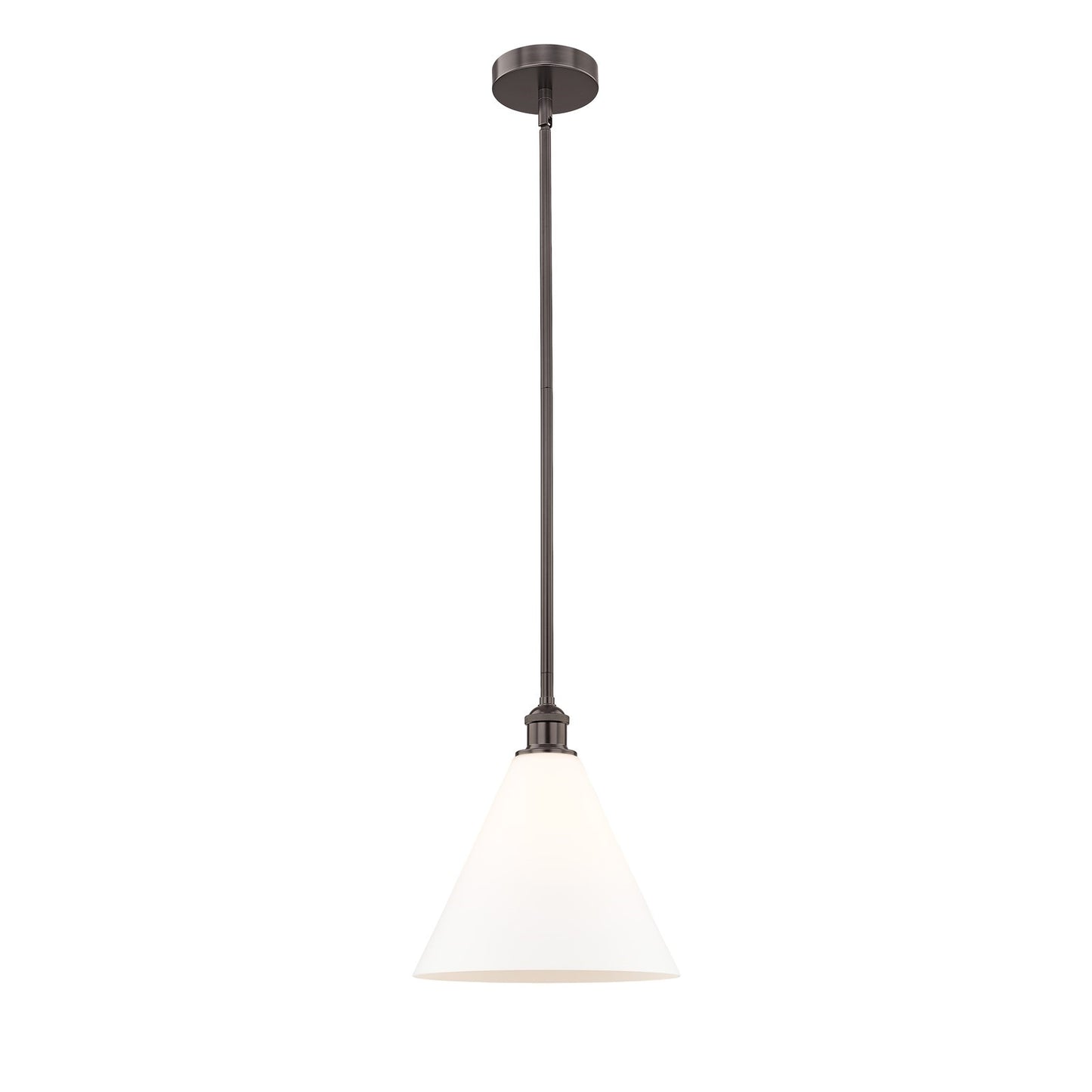 Innovations Berkshire 12in 1-Light Mini Pendant | Industrial Oil Rubbed Bronze Steel and Matte White Glass | Kitchen Island & | Model 616-1S-OB-GBC-121