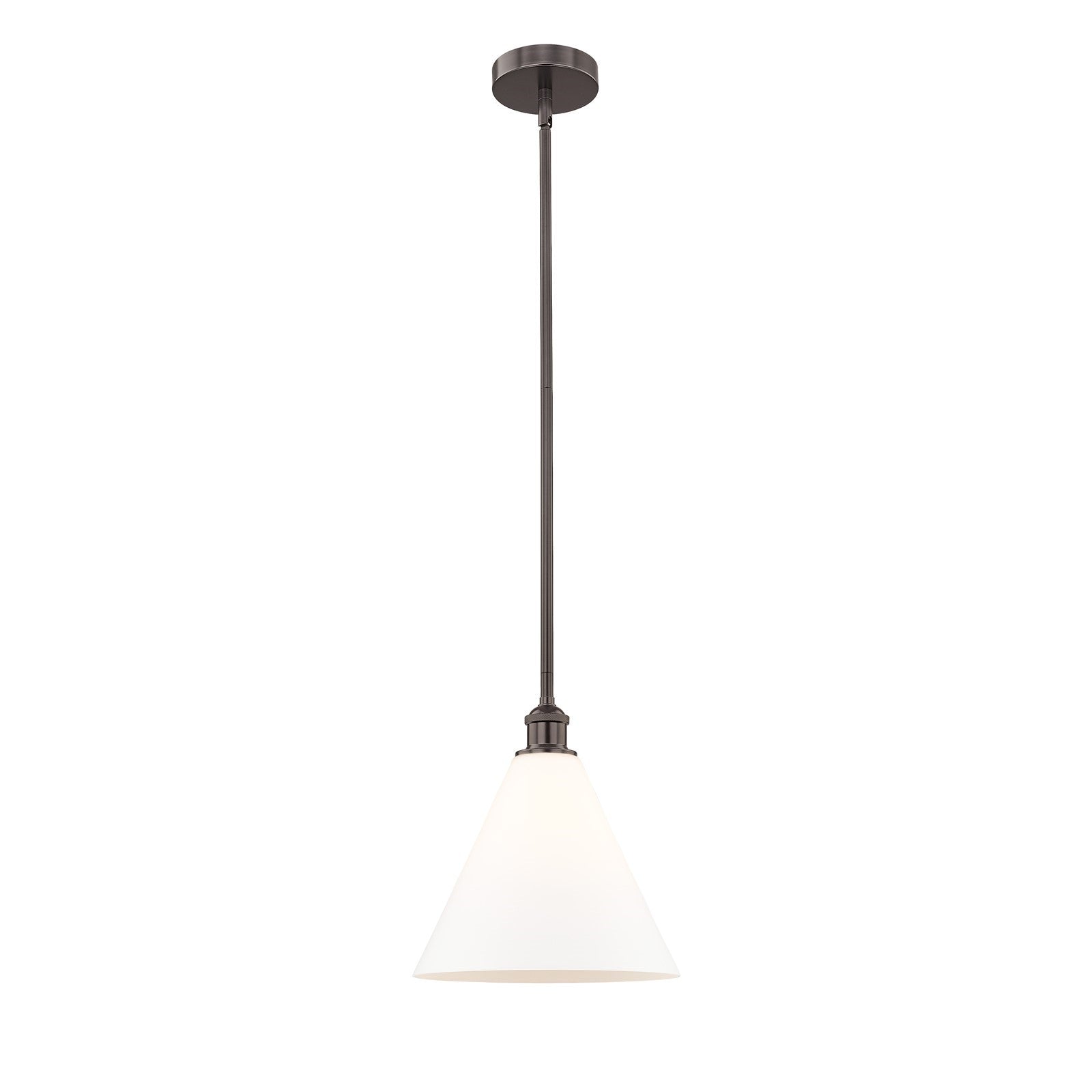 Innovations Berkshire Glass 12in 1-Light Mini Pendant | Industrial Oil Rubbed Bronze Steel and Matte White Glass | Kitchen | Model 616-1S-OB-GBC-121-LED