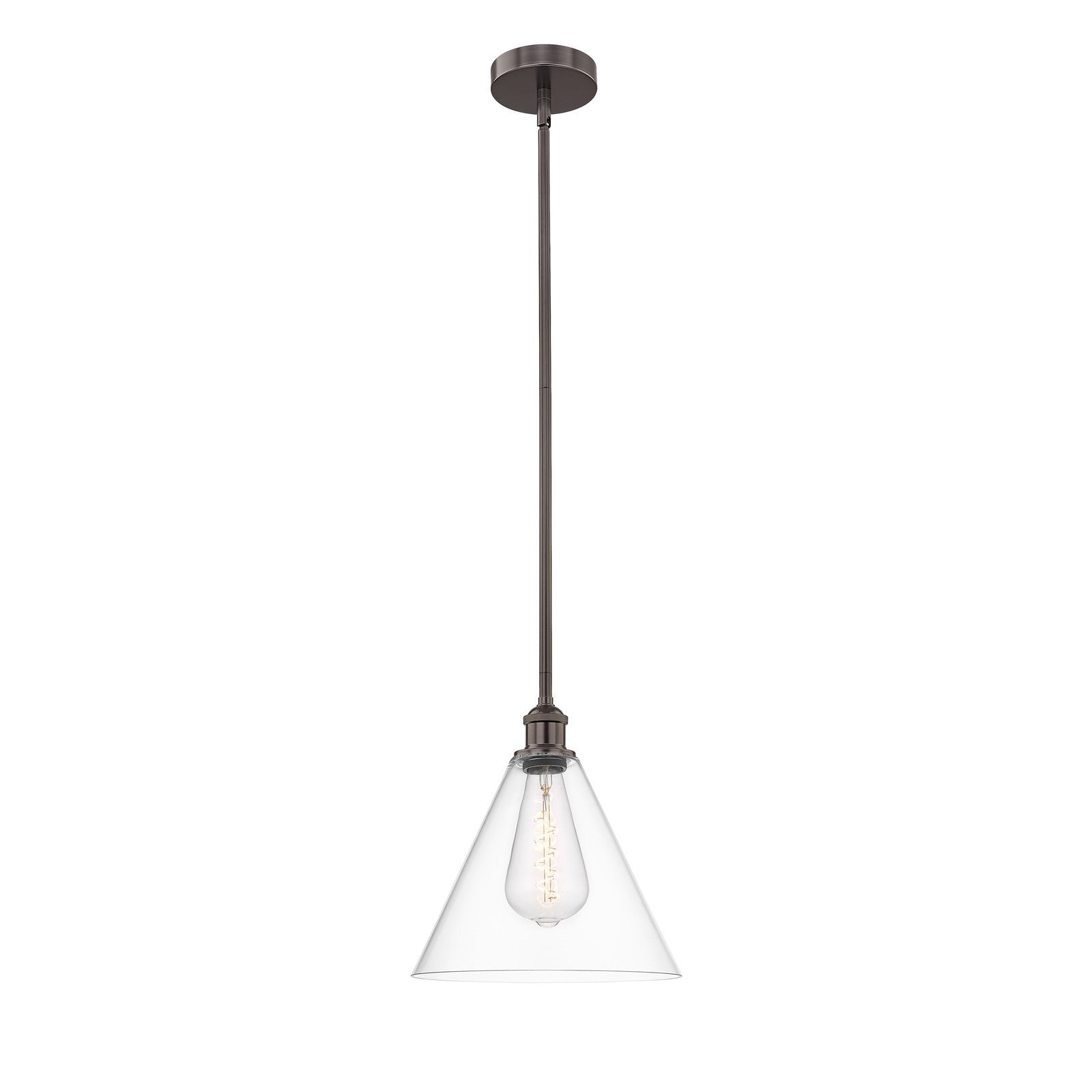 Innovations Berkshire 12in 1-Light Mini Pendant | Industrial Oil Rubbed Bronze Steel and Clear Glass | Kitchen Island & Dining | Model 616-1S-OB-GBC-122