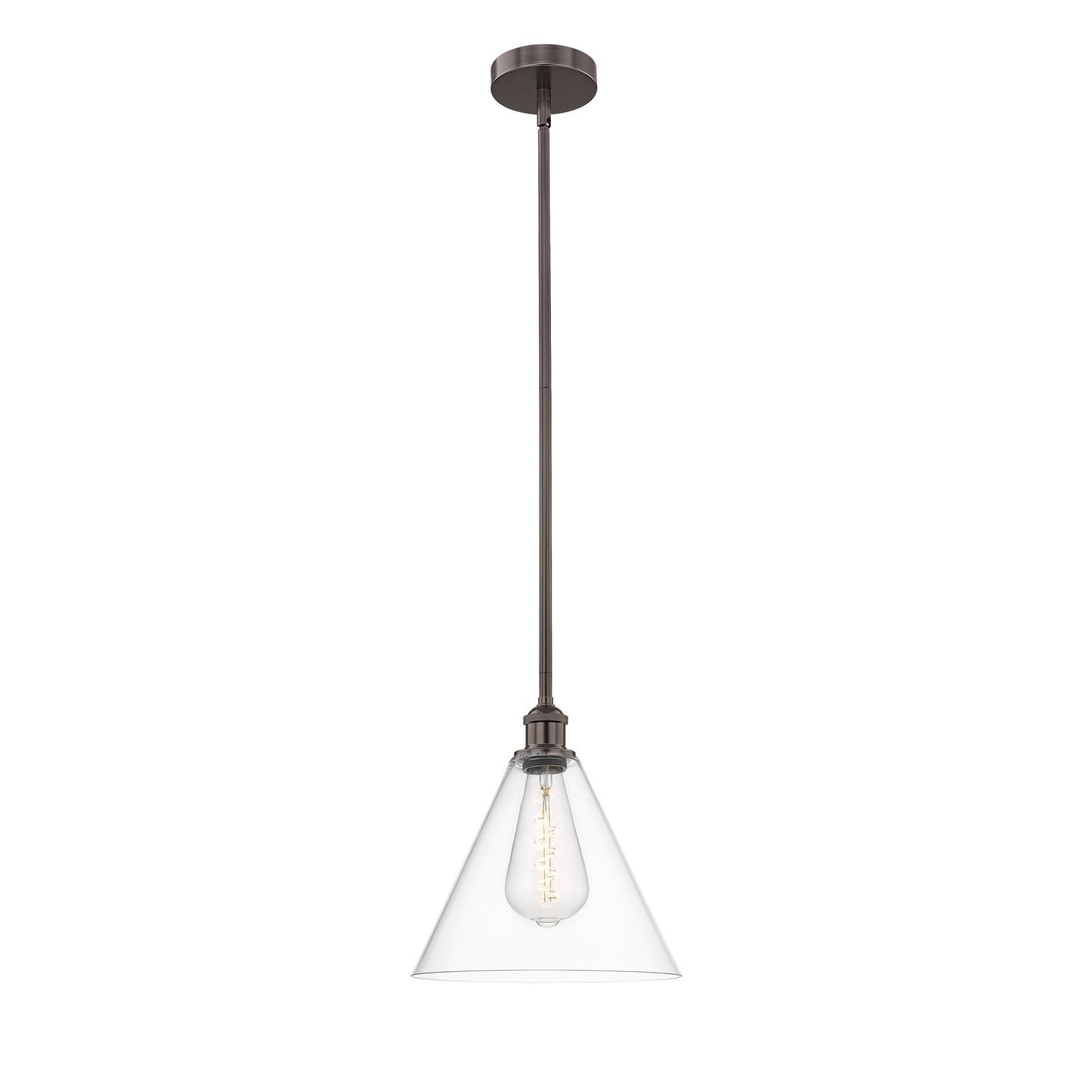 Innovations Berkshire 12in 1-Light Mini Pendant | Industrial Oil Rubbed Bronze Steel and Clear Glass | Kitchen Island & Dining | Model 616-1S-OB-GBC-122