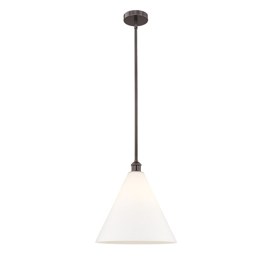 Innovations Berkshire Glass 16in 1-Light Pendant | Industrial Oil Rubbed Bronze Steel and Matte White Glass | Kitchen Island & | Model 616-1S-OB-GBC-161