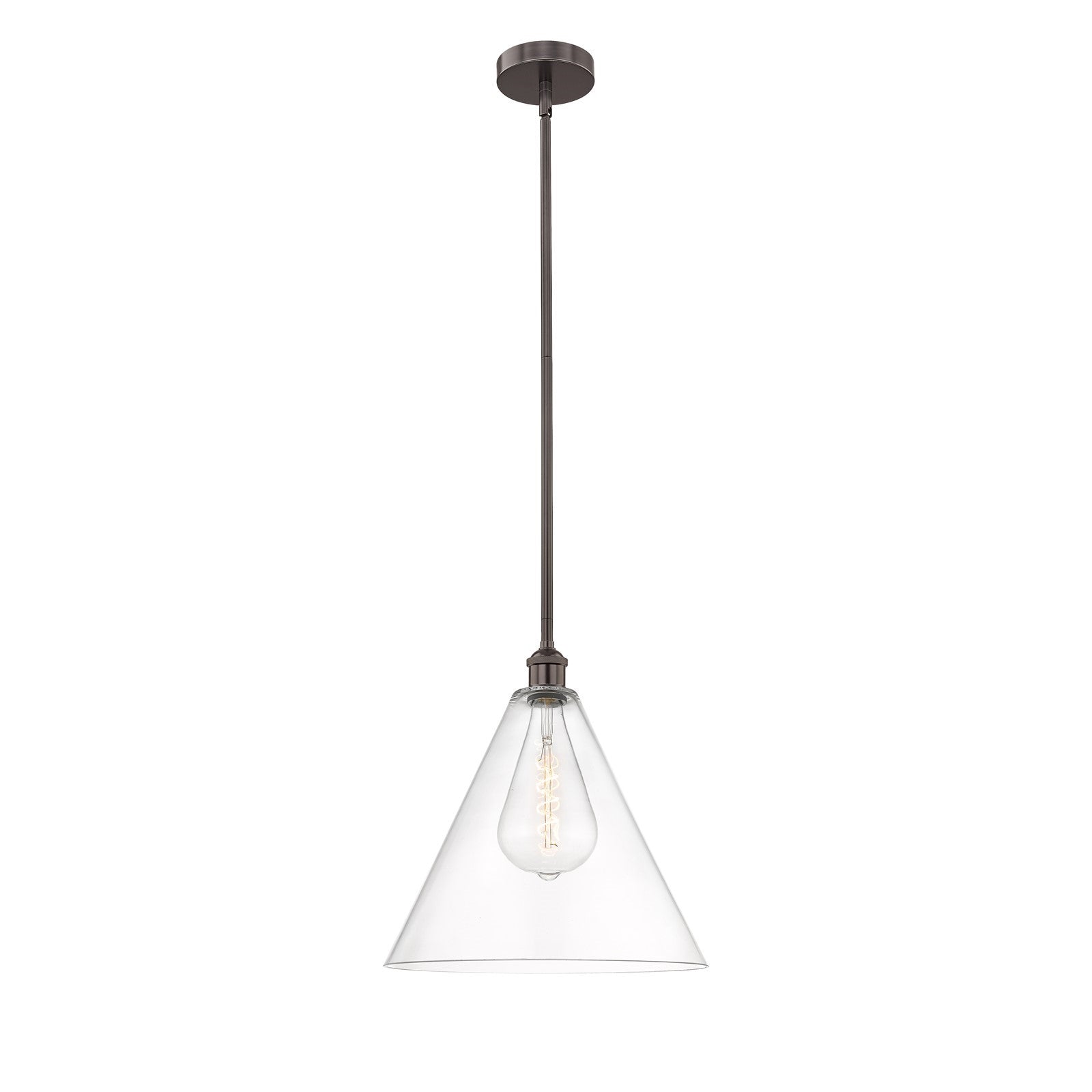 Innovations Berkshire Glass 16in 1-Light Pendant | Industrial Oil Rubbed Bronze Steel and Clear Glass | Kitchen Island & Dining | Model 616-1S-OB-GBC-162