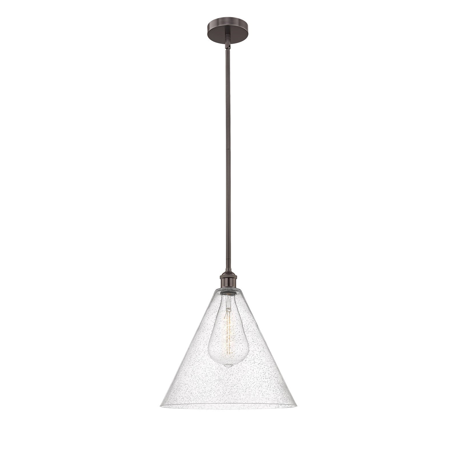 Innovations Berkshire Glass 16in 1-Light Pendant | Industrial Oil Rubbed Bronze Steel and Seedy Glass | Kitchen Island & Dining | Model 616-1S-OB-GBC-164