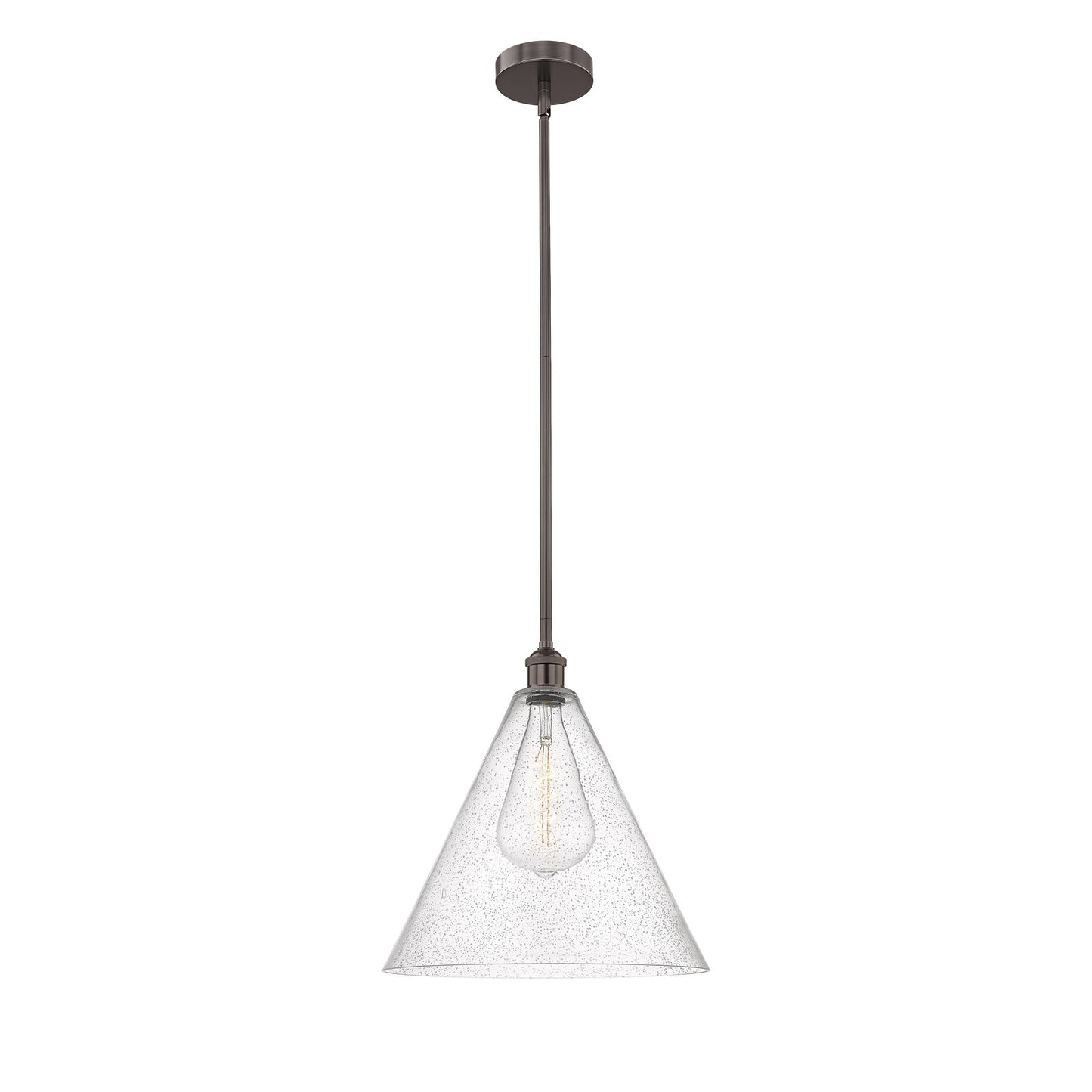 Innovations Berkshire 16in 1-Light Pendant | Industrial Oil Rubbed Bronze Steel and Seedy Glass | Kitchen Island & Dining | Model 616-1S-OB-GBC-164-LED