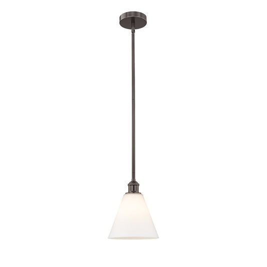 Innovations Berkshire 8in 1-Light Mini Pendant | Industrial Oil Rubbed Bronze Steel and Matte White Glass | Kitchen Island & | Model 616-1S-OB-GBC-81-LED