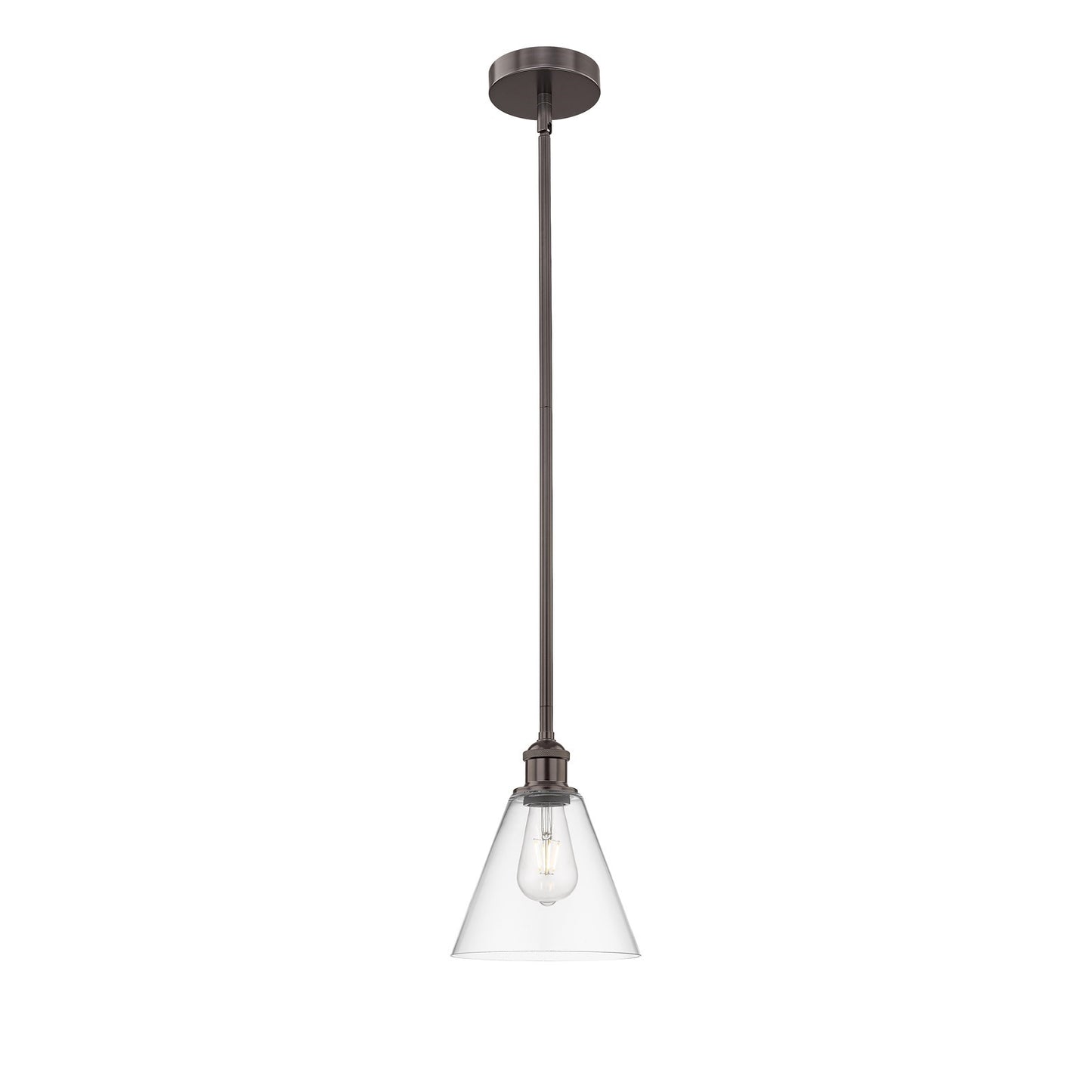 Innovations Berkshire 8in 1-Light Mini Pendant | Industrial Oil Rubbed Bronze Steel and Clear Glass | Kitchen Island & Dining | Model 616-1S-OB-GBC-82