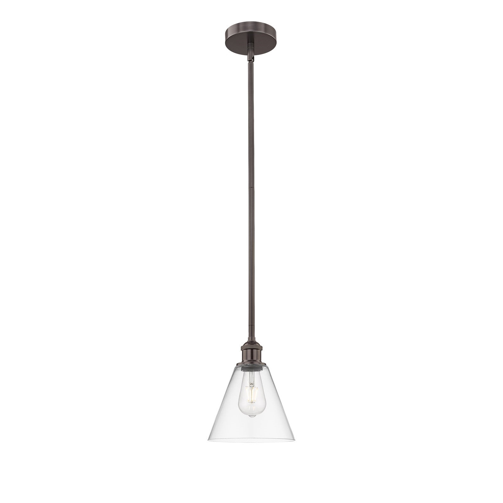 Innovations Berkshire 8in 1-Light Mini Pendant | Industrial Oil Rubbed Bronze Steel and Clear Glass | Kitchen Island & Dining | Model 616-1S-OB-GBC-82-LED