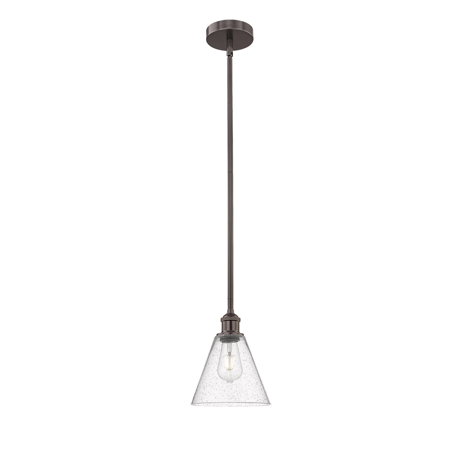 Innovations Berkshire 8in 1-Light Mini Pendant | Industrial Oil Rubbed Bronze Steel and Seedy Glass | Kitchen Island & Dining | Model 616-1S-OB-GBC-84-LED