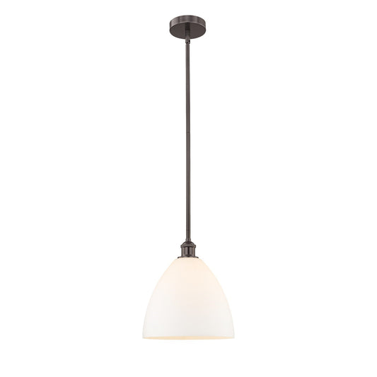 Innovations Bristol 12in 1-Light Mini Pendant | Industrial Oil Rubbed Bronze Steel and Matte White Glass | Kitchen Island & | Model 616-1S-OB-GBD-121