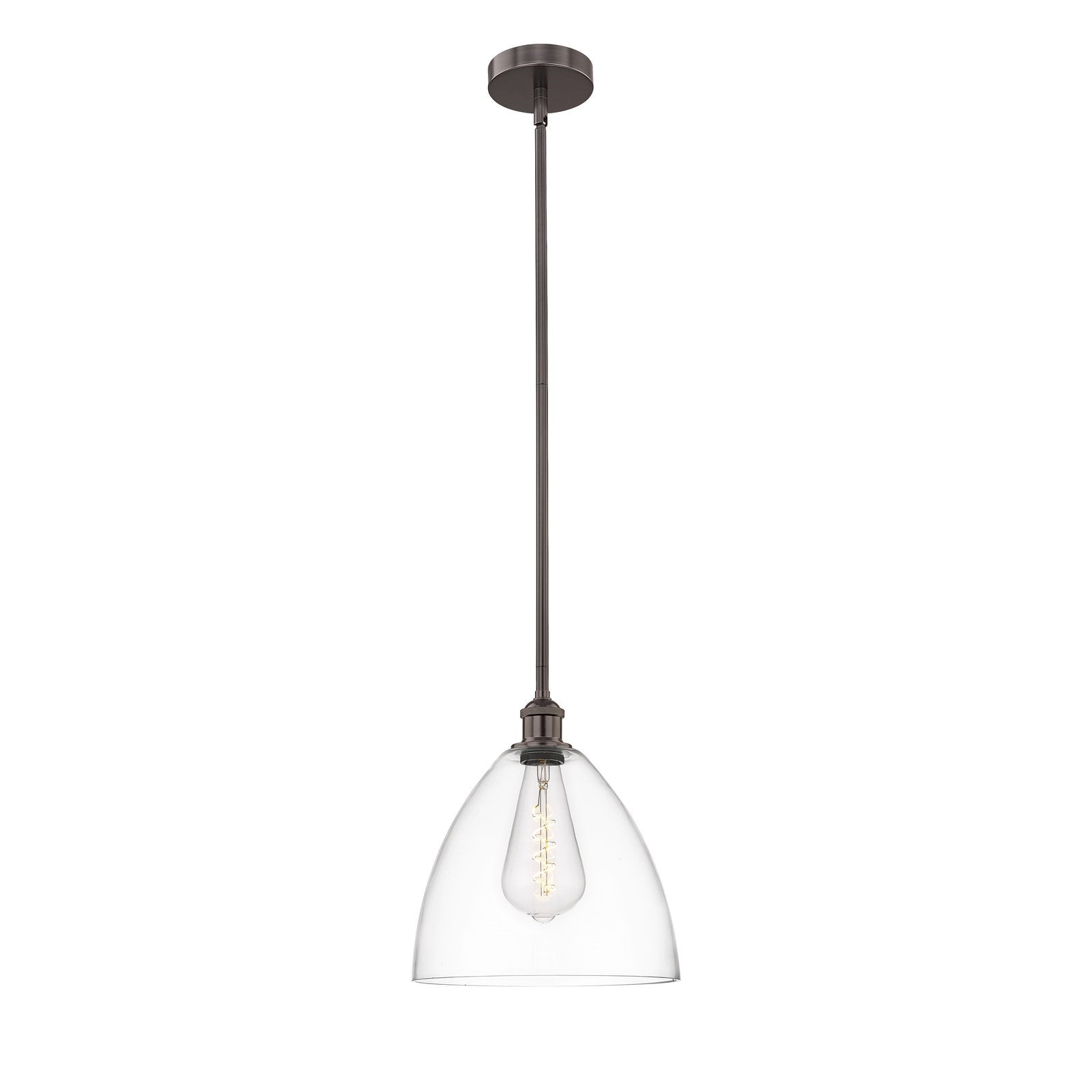 Innovations Bristol 12in 1-Light Mini Pendant | Industrial Oil Rubbed Bronze Steel and Clear Glass | Kitchen Island & Dining | Model 616-1S-OB-GBD-122
