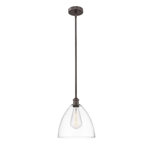 Innovations Bristol 12in 1-Light Mini Pendant | Industrial Oil Rubbed Bronze Steel and Clear Glass | Kitchen Island & Dining | Model 616-1S-OB-GBD-122-LED