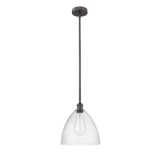 Innovations Bristol 12in 1-Light Mini Pendant | Industrial Oil Rubbed Bronze Steel and Seedy Glass | Kitchen Island & Dining | Model 616-1S-OB-GBD-124
