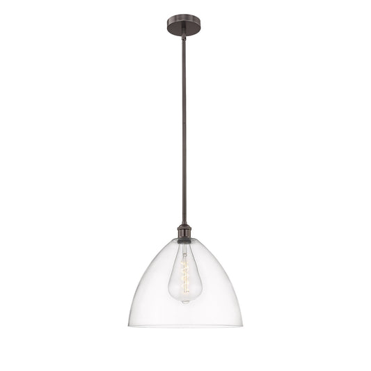 Innovations Bristol 16in 1-Light Pendant | Industrial Oil Rubbed Bronze Steel and Clear Glass | Kitchen Island & Dining Room | Model 616-1S-OB-GBD-162