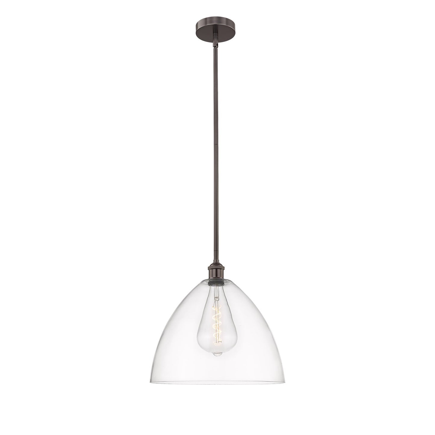 Innovations Bristol 16in 1-Light Pendant | Industrial Oil Rubbed Bronze Steel and Clear Glass | Kitchen Island & Dining Room | Model 616-1S-OB-GBD-162-LED