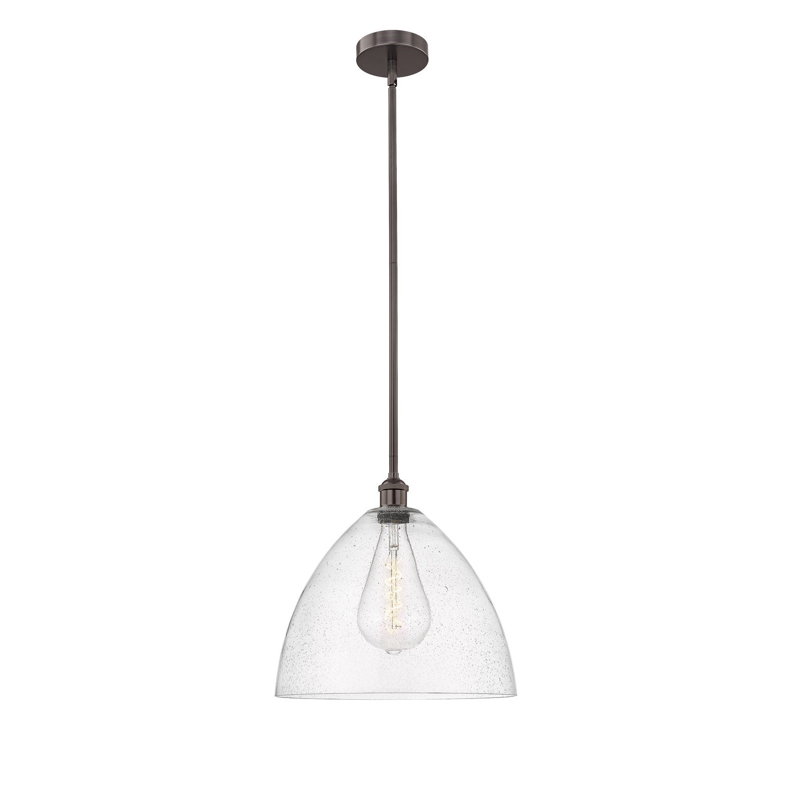 Innovations Bristol 16in 1-Light Pendant | Industrial Oil Rubbed Bronze Steel and Seedy Glass | Kitchen Island & Dining Room | Model 616-1S-OB-GBD-164
