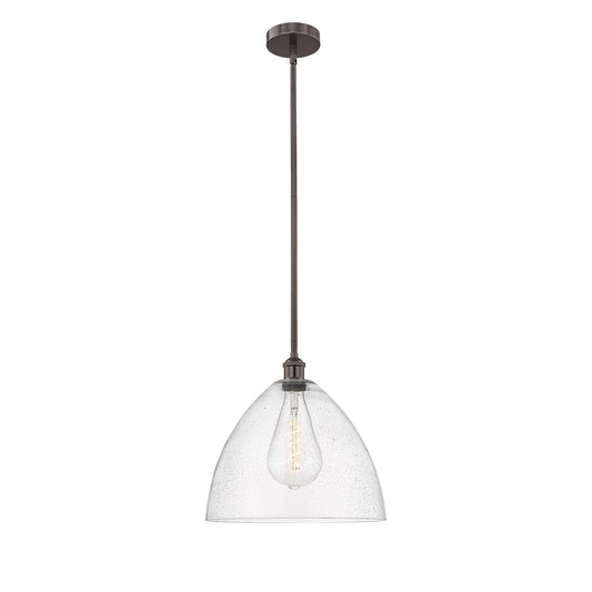 Innovations Bristol 16in 1-Light Pendant | Industrial Oil Rubbed Bronze Steel and Seedy Glass | Kitchen Island & Dining Room | Model 616-1S-OB-GBD-164