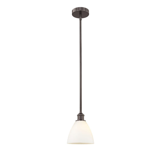 Innovations Bristol 8in 1-Light Mini Pendant | Industrial Oil Rubbed Bronze and Matte White Glass | Kitchen Island | 7.5 x 9 in | Model 616-1S-OB-GBD-751
