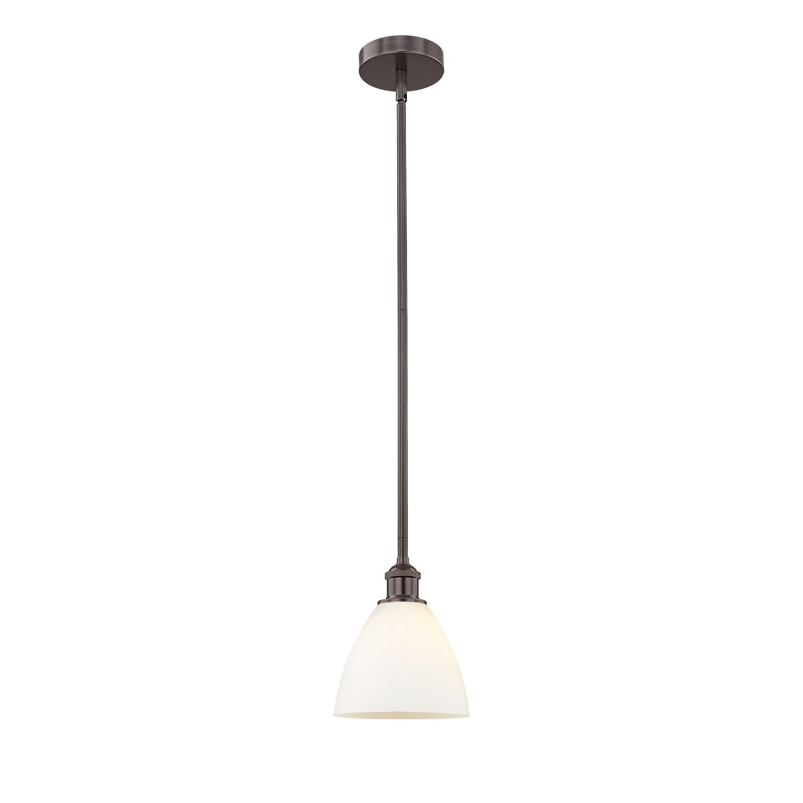 Innovations Bristol 8in 1-Light Mini Pendant | Industrial Oil Rubbed Bronze and Matte White Glass | Kitchen Island & Dining | Model 616-1S-OB-GBD-751-LED