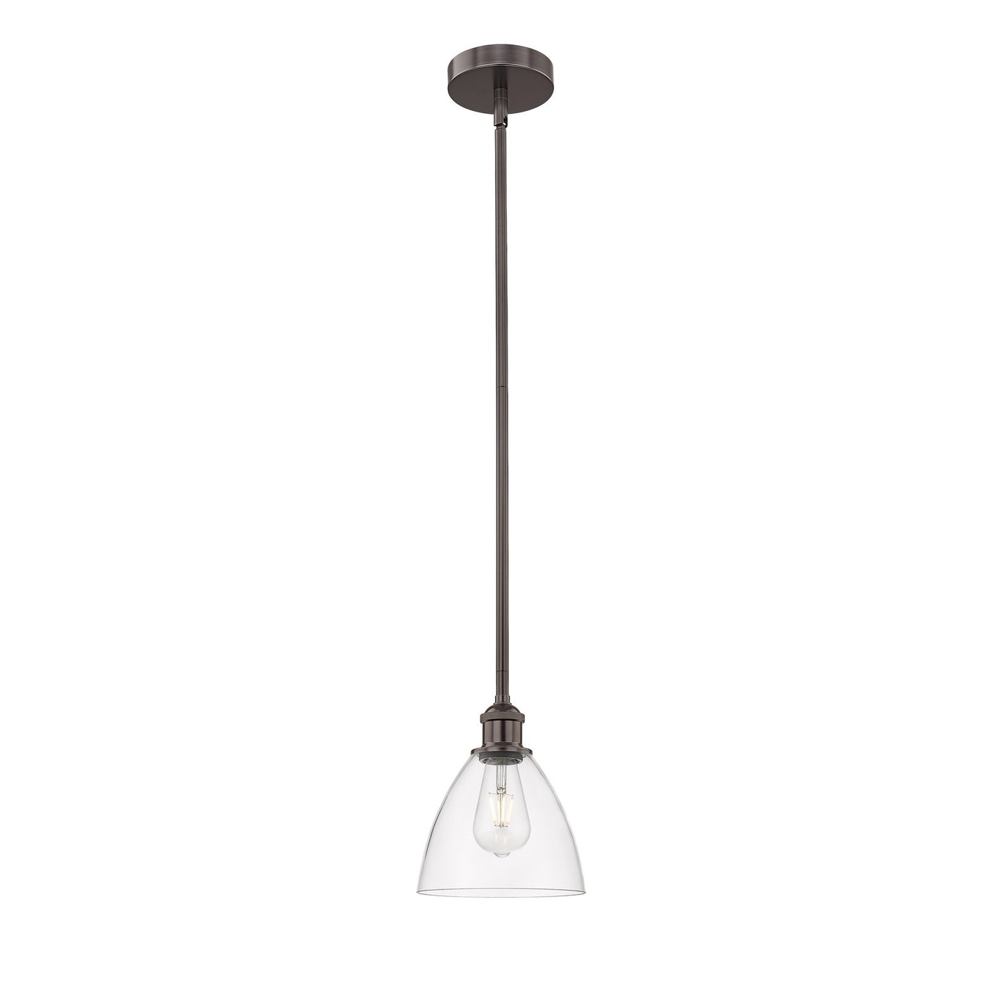 Innovations Bristol 7.5in 1-Light Mini Pendant | Industrial Oil Rubbed Bronze Steel and Clear Glass | Kitchen Island & | Model 616-1S-OB-GBD-752-LED