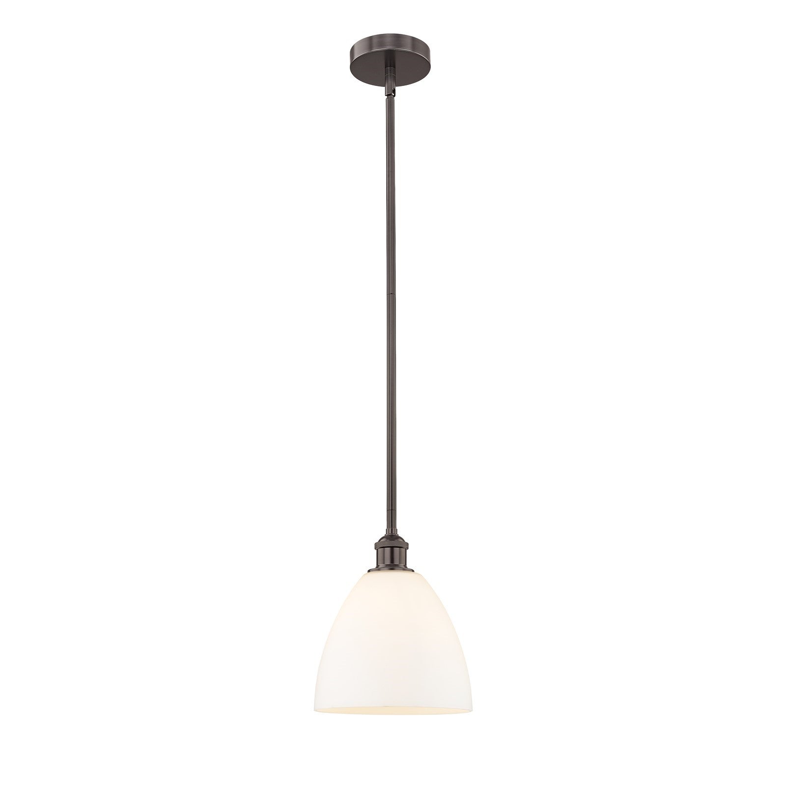 Innovations Bristol 9in 1-Light Mini Pendant | Industrial Oil Rubbed Bronze Steel and Matte White Glass | Kitchen Island & Dining | Model 616-1S-OB-GBD-91