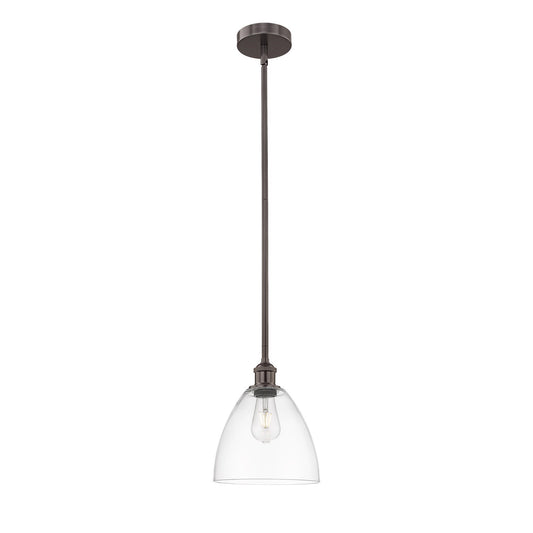 Innovations Bristol 9in 1-Light Mini Pendant | Industrial Oil Rubbed Bronze Steel and Clear Glass | Kitchen Island & Dining Room | Model 616-1S-OB-GBD-92