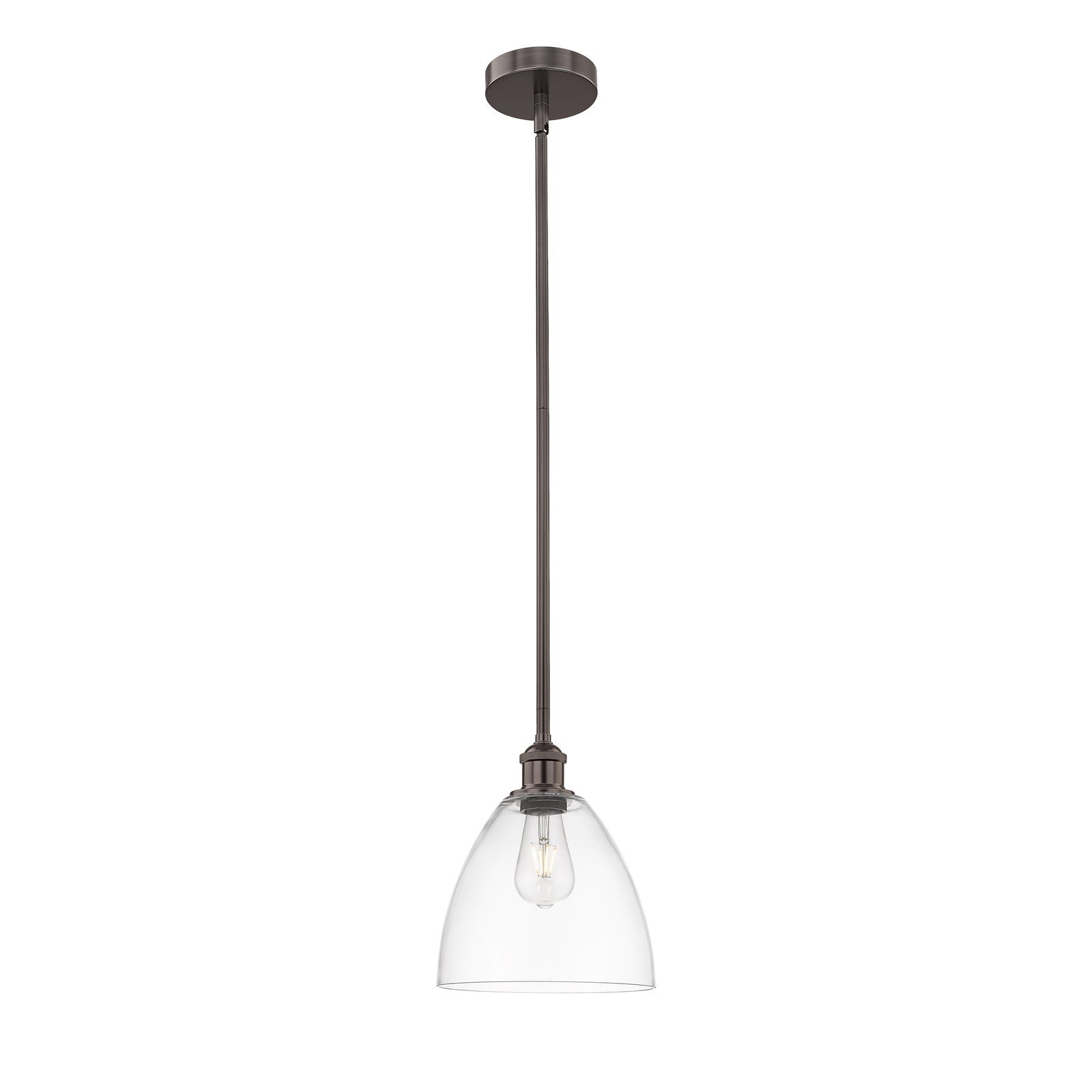 Innovations Bristol 9in 1-Light Mini Pendant | Industrial Oil Rubbed Bronze Steel and Clear Glass | Kitchen Island & Dining | Model 616-1S-OB-GBD-92-LED