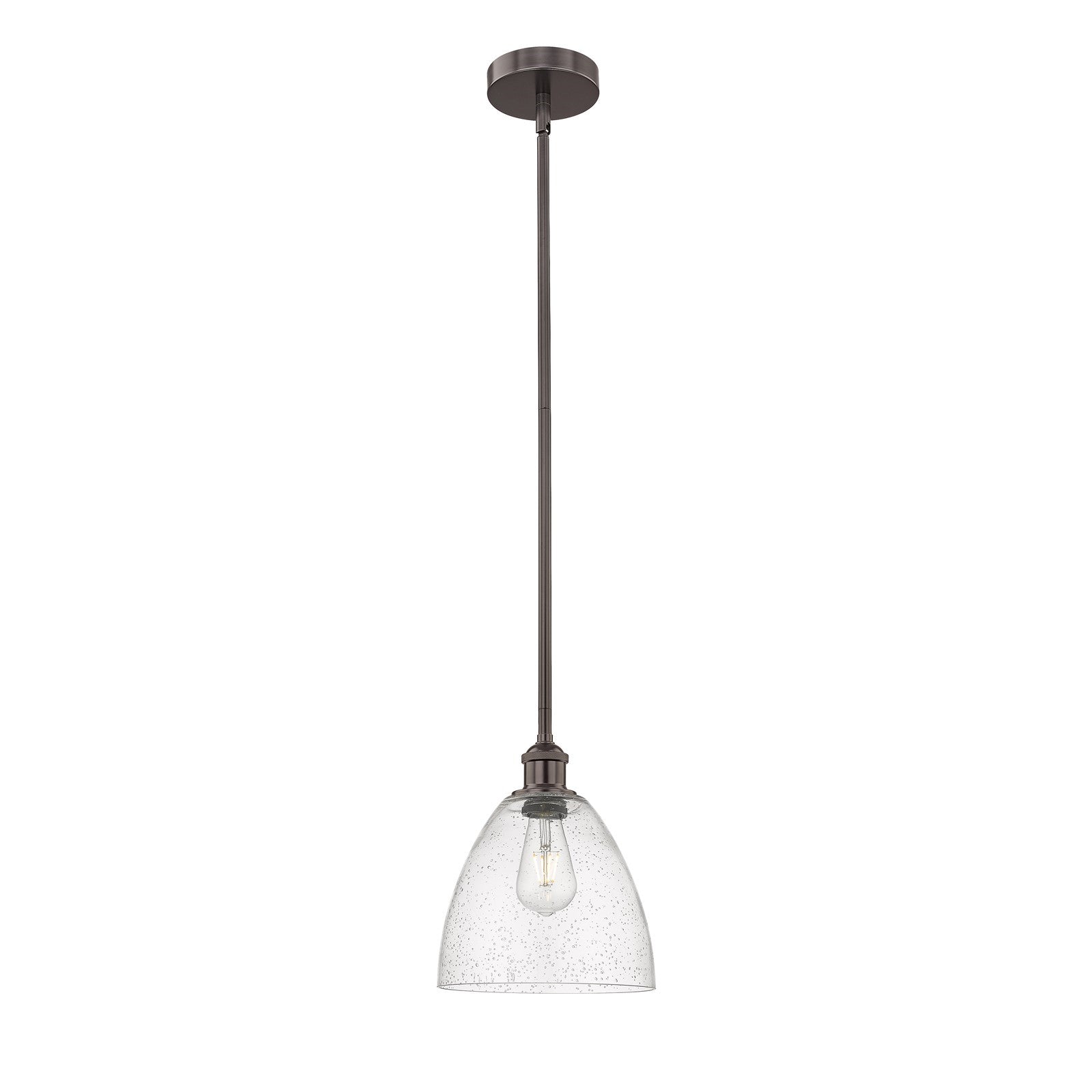 Innovations Bristol 9in 1-Light Mini Pendant | Industrial Oil Rubbed Bronze Steel and Seedy Glass | Kitchen Island & Dining Room | Model 616-1S-OB-GBD-94
